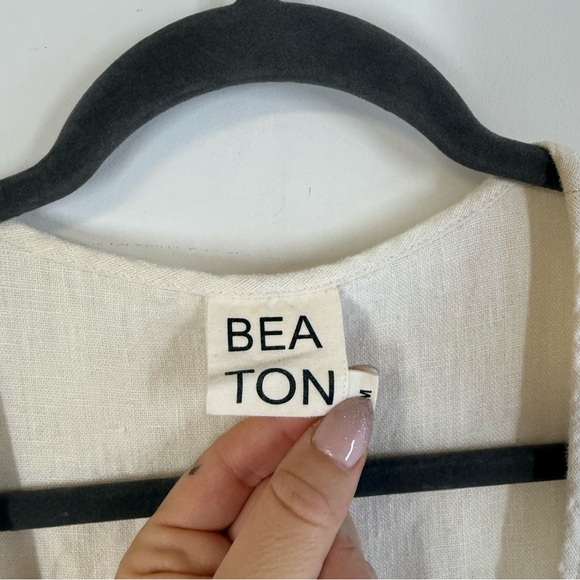 Beaton Linen Shift Sleeveless Minimalist Summer Lagenlook Dress Ivory Size M - Picture 3 of 10